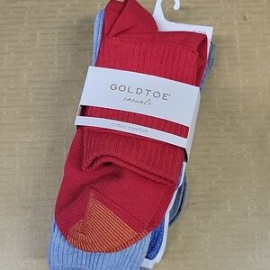 NIP Gold Toe Women's 6-Pack Casual Turn Cuff Socks